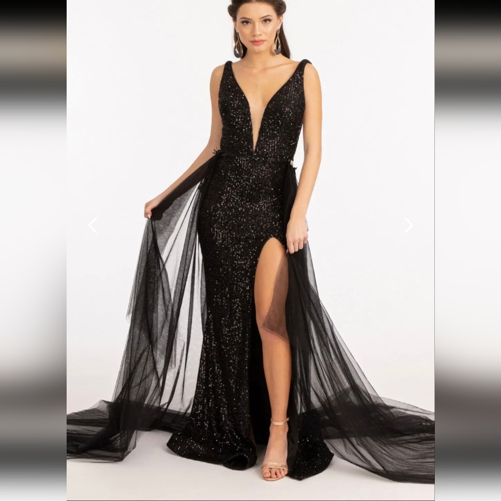 Sequin Embellished Black Mermaid Dress XL